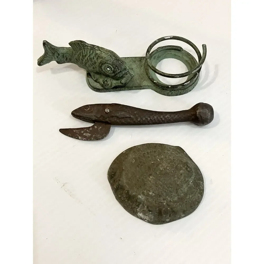 Rustic Vintage Nautical Decor Cast Iron Brass Clock Lantern Ship Bells Fish LOT - Picture 2 of 14